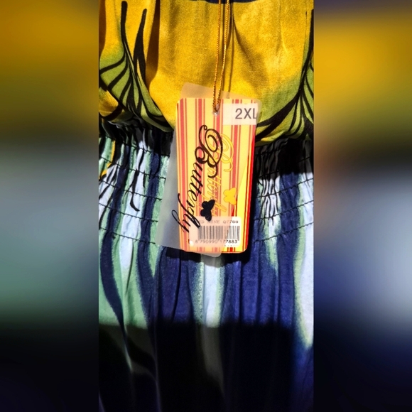 Elegant Blue and Yellow Halter Maxi Dress - Picture 4 of 5